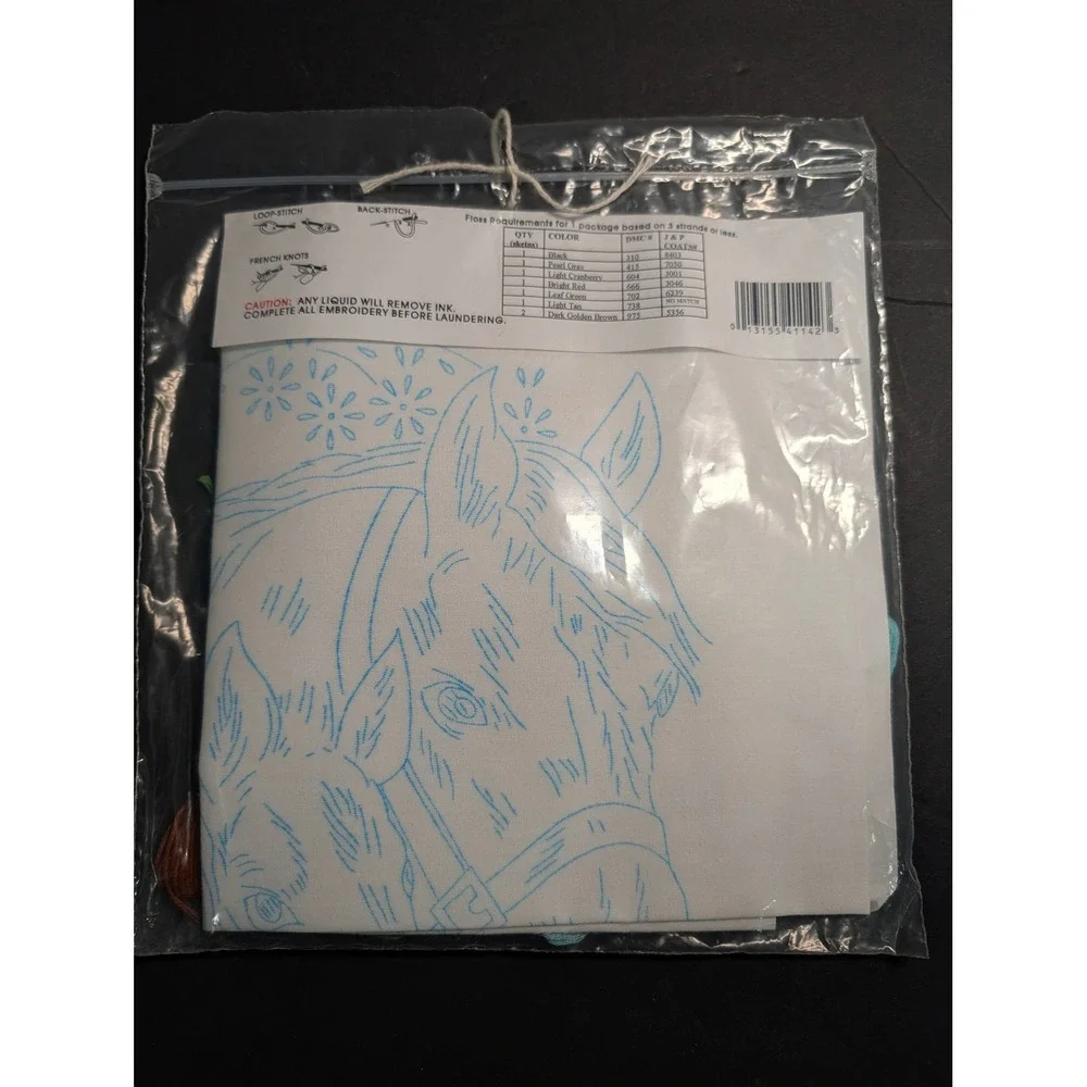 Jack Dempsey Needle Art White Pillowtop Mare & Colt Pattern 142 Embroidery Kit‎